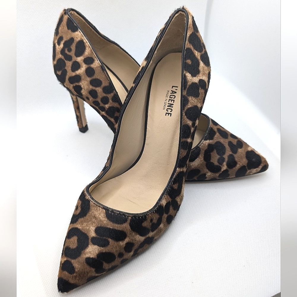 L'agence Calf Hair Leopard Heels